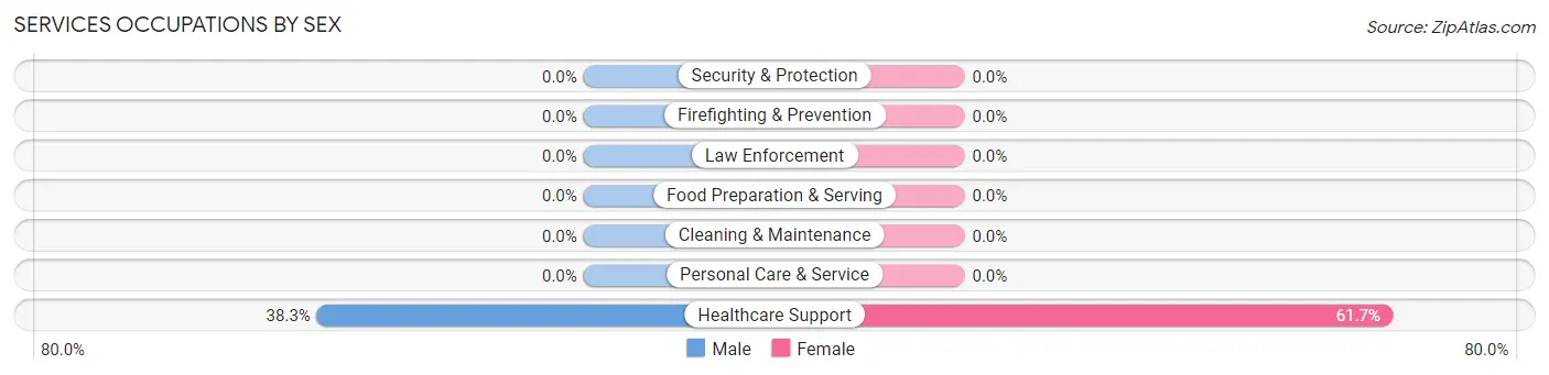 Services Occupations by Sex in Beulah Valley
