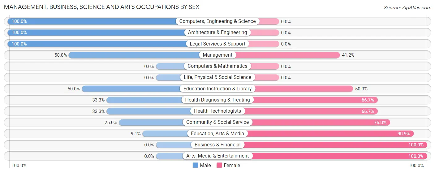 Management, Business, Science and Arts Occupations by Sex in Cheraw
