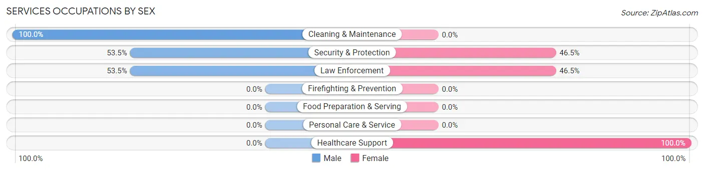 Services Occupations by Sex in Comanche Creek