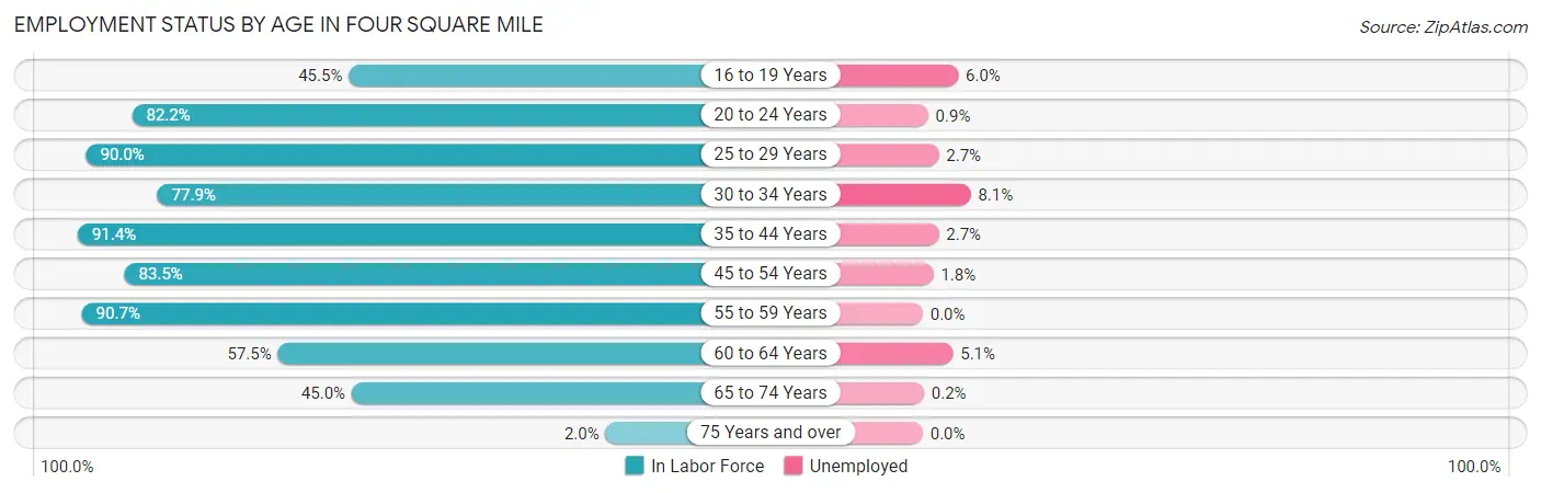Employment Status by Age in Four Square Mile