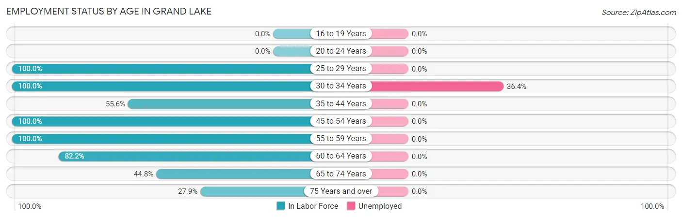 Employment Status by Age in Grand Lake