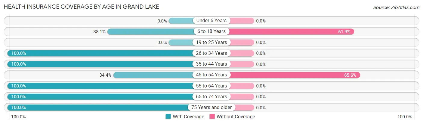 Health Insurance Coverage by Age in Grand Lake
