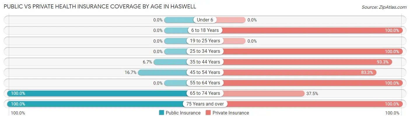 Public vs Private Health Insurance Coverage by Age in Haswell