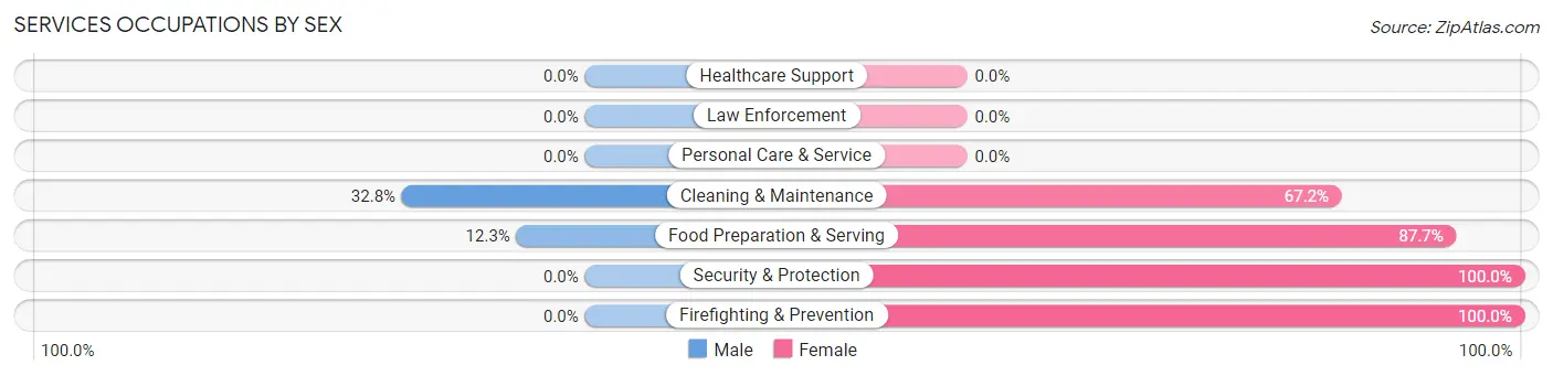 Services Occupations by Sex in Keystone