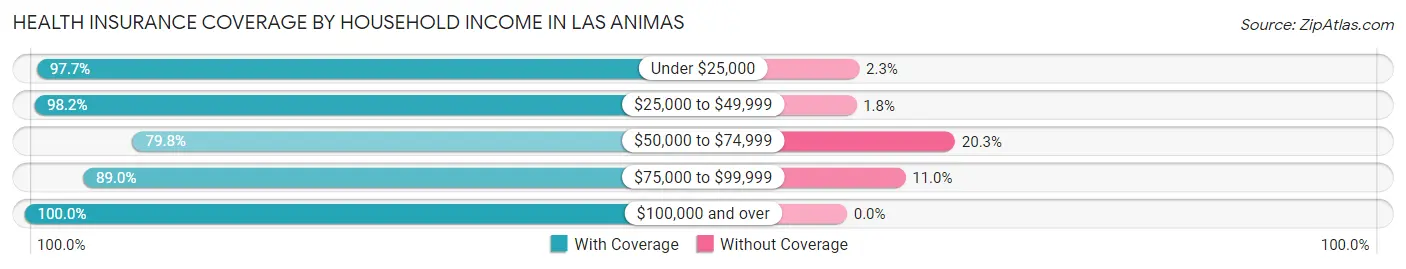 Health Insurance Coverage by Household Income in Las Animas