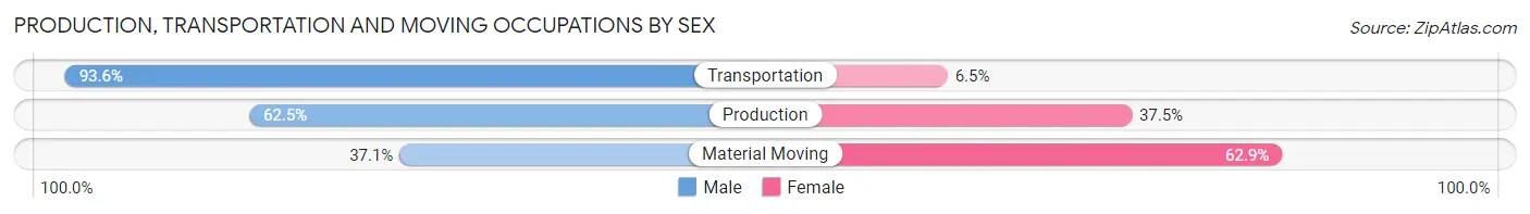 Production, Transportation and Moving Occupations by Sex in Log Lane Village