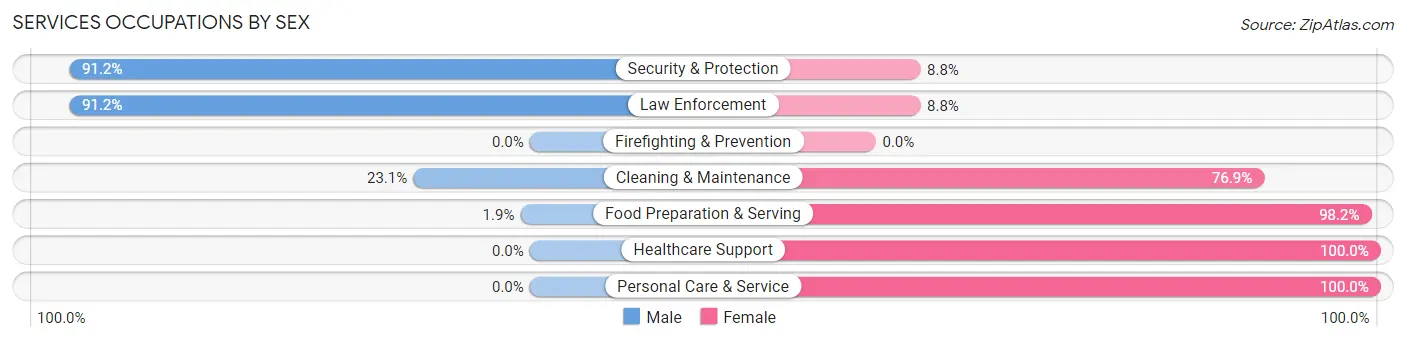 Services Occupations by Sex in Poncha Springs