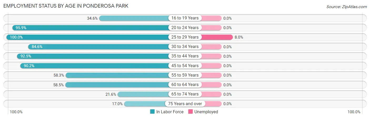 Employment Status by Age in Ponderosa Park