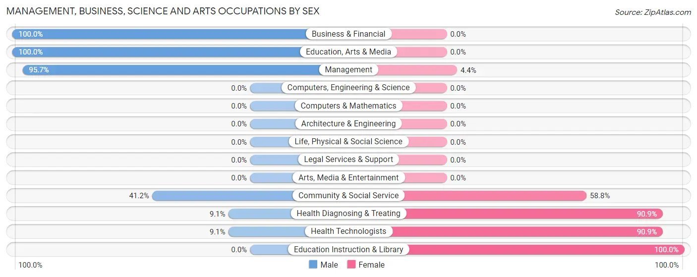 Management, Business, Science and Arts Occupations by Sex in Silver Cliff