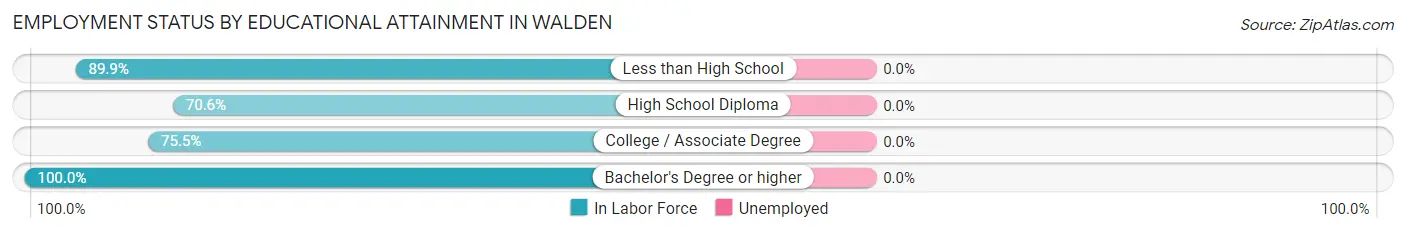 Employment Status by Educational Attainment in Walden