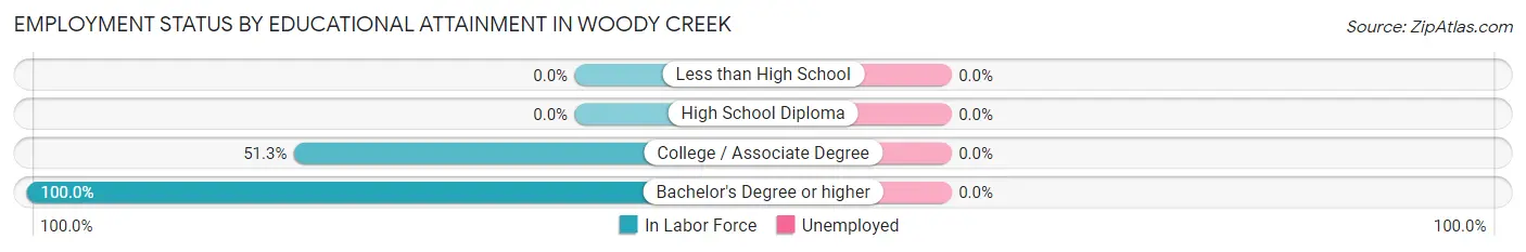 Employment Status by Educational Attainment in Woody Creek