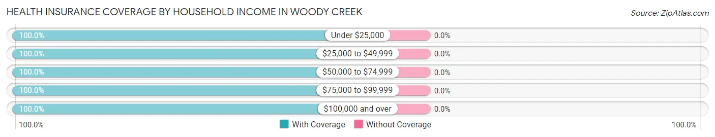 Health Insurance Coverage by Household Income in Woody Creek