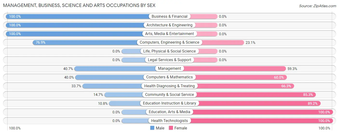 Management, Business, Science and Arts Occupations by Sex in Bethlehem Village