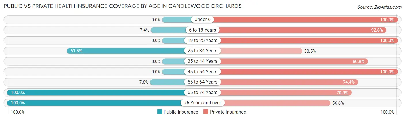 Public vs Private Health Insurance Coverage by Age in Candlewood Orchards