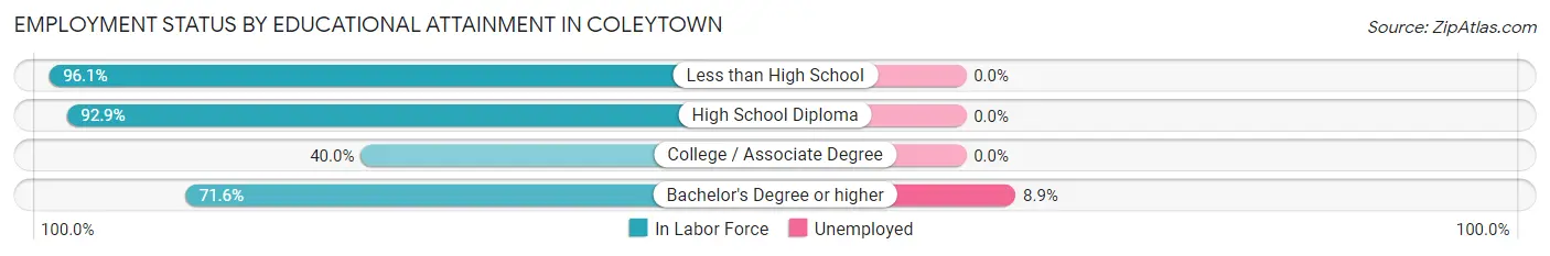 Employment Status by Educational Attainment in Coleytown