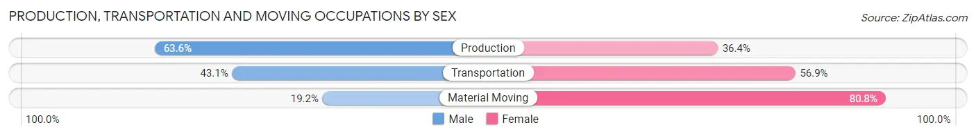 Production, Transportation and Moving Occupations by Sex in Guilford Center