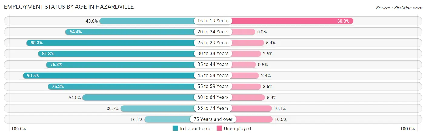 Employment Status by Age in Hazardville