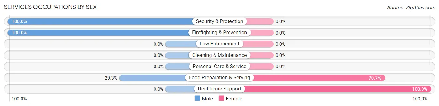 Services Occupations by Sex in North Grosvenor Dale