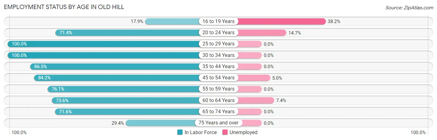 Employment Status by Age in Old Hill