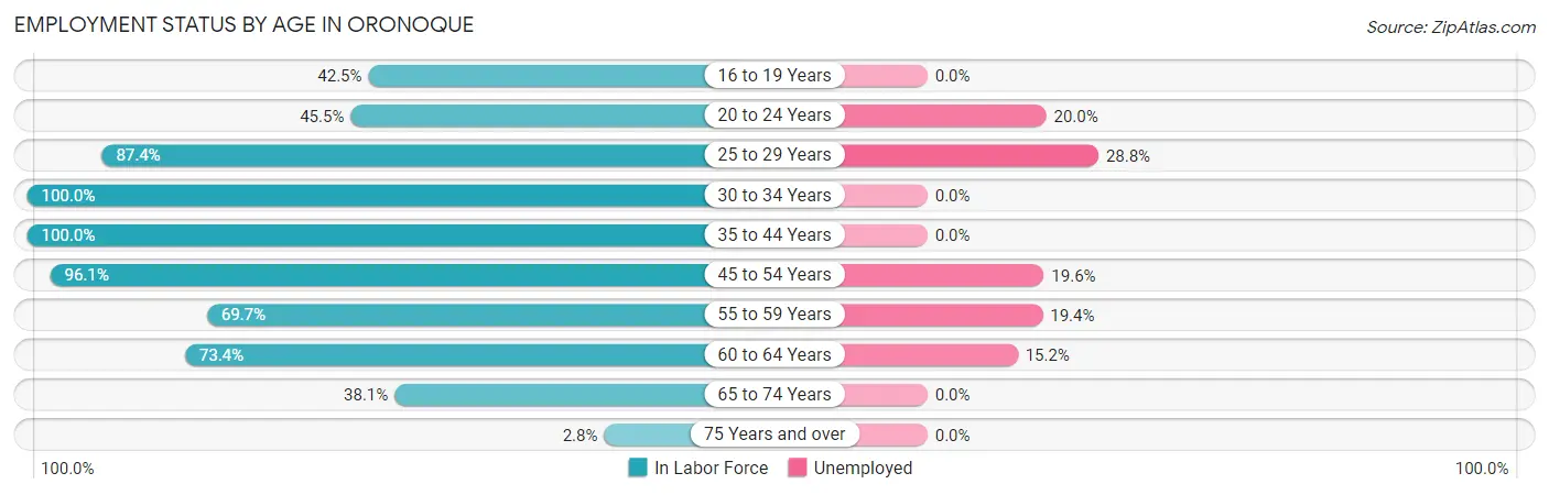Employment Status by Age in Oronoque