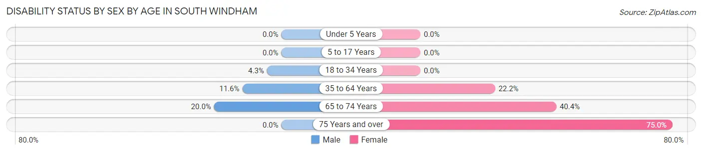 Disability Status by Sex by Age in South Windham
