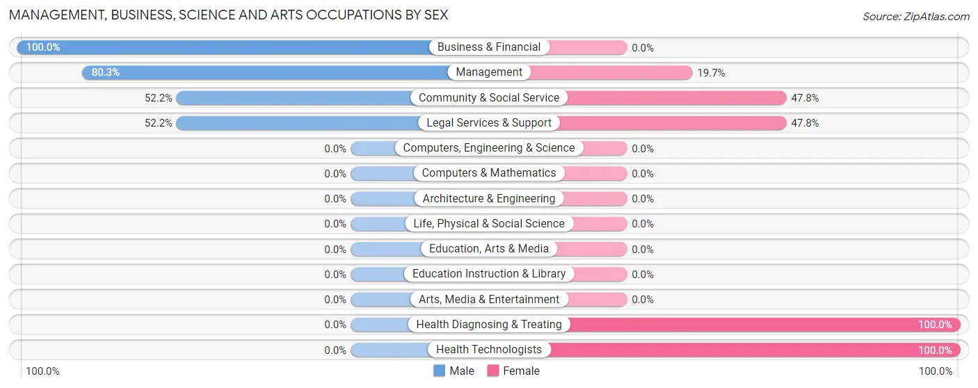 Management, Business, Science and Arts Occupations by Sex in West Mountain
