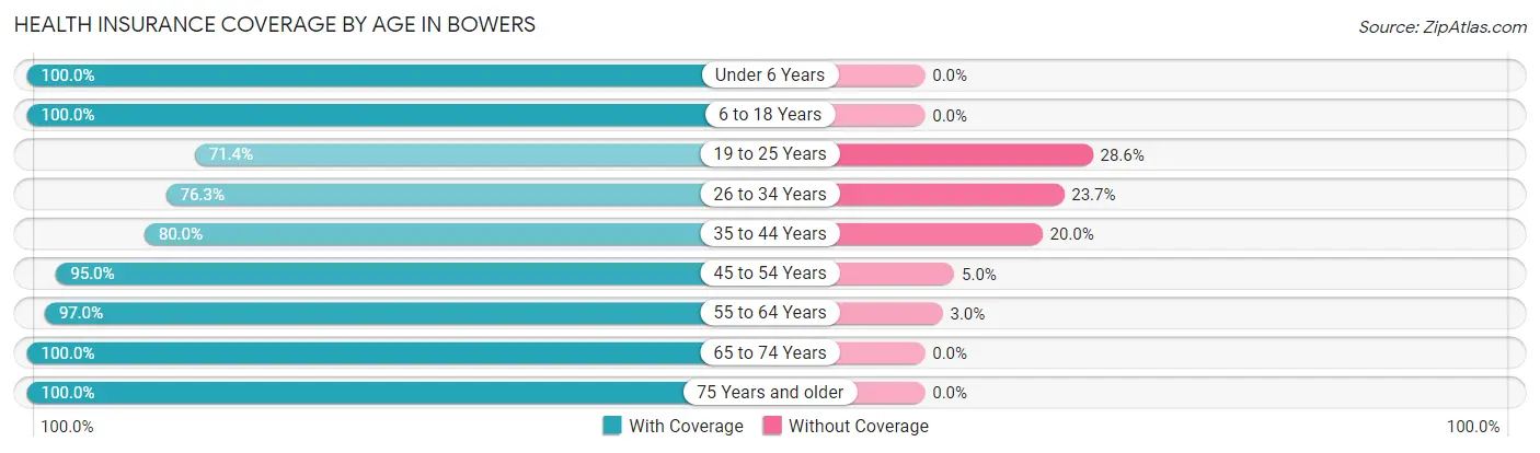 Health Insurance Coverage by Age in Bowers