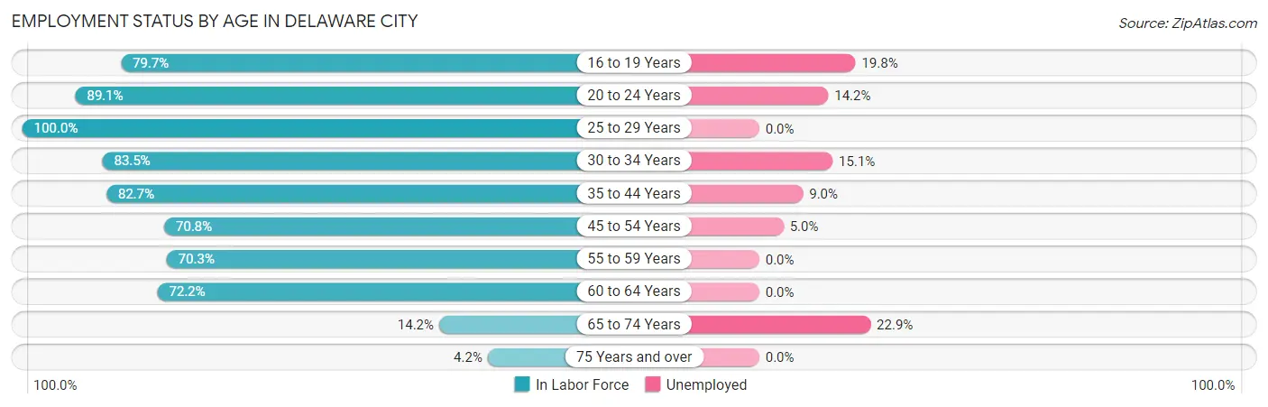 Employment Status by Age in Delaware City