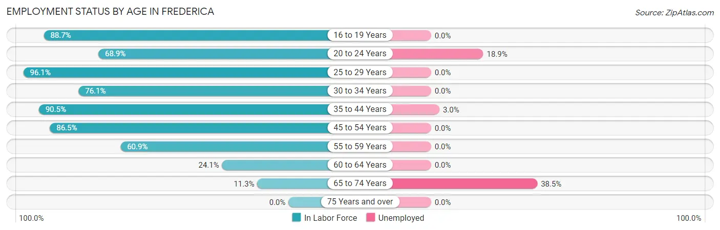 Employment Status by Age in Frederica