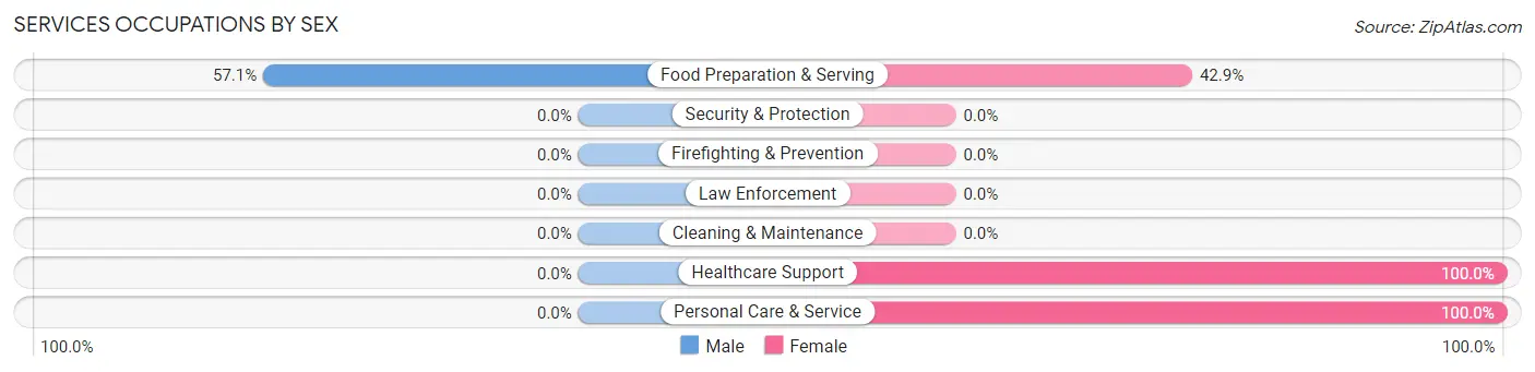 Services Occupations by Sex in Lewes