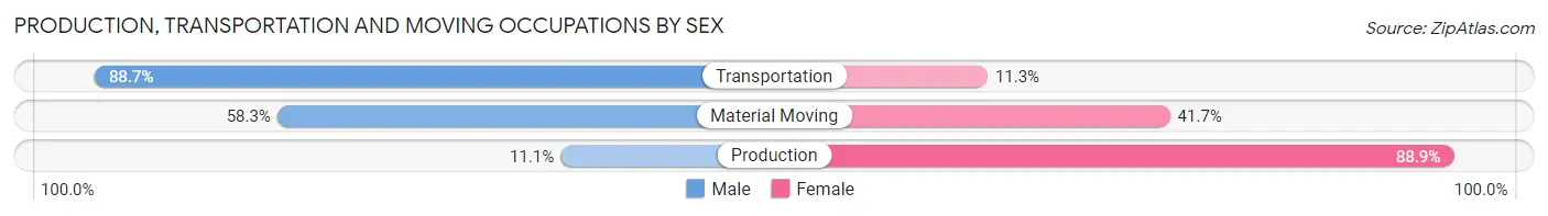 Production, Transportation and Moving Occupations by Sex in Newport