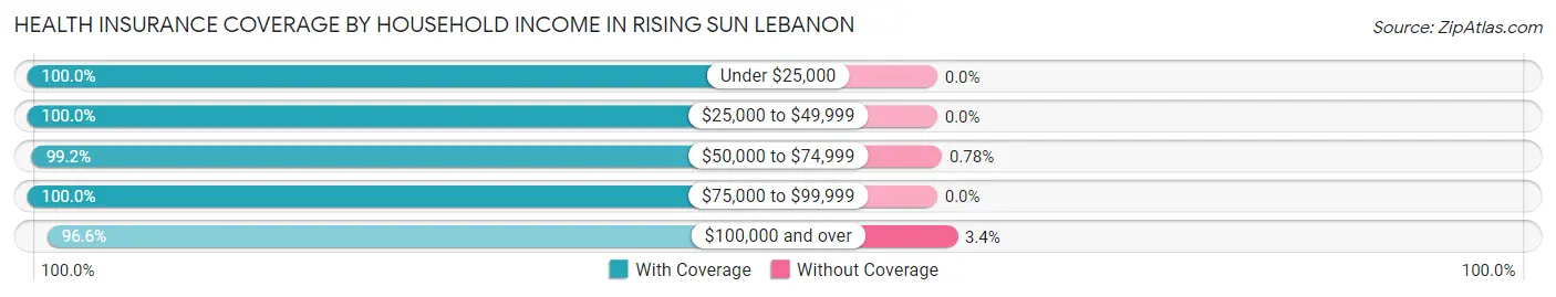 Health Insurance Coverage by Household Income in Rising Sun Lebanon
