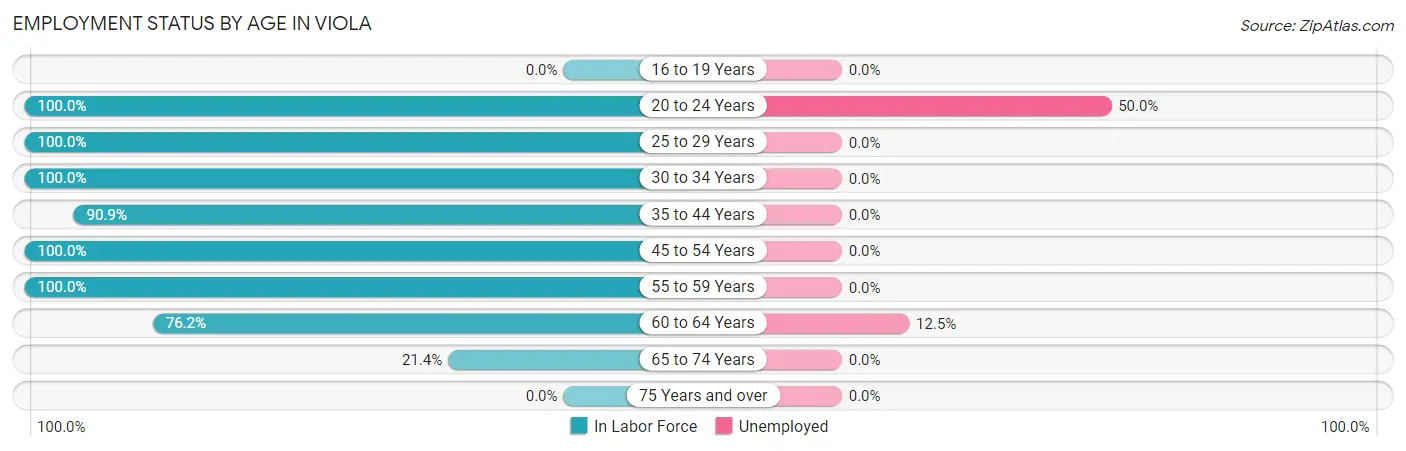 Employment Status by Age in Viola