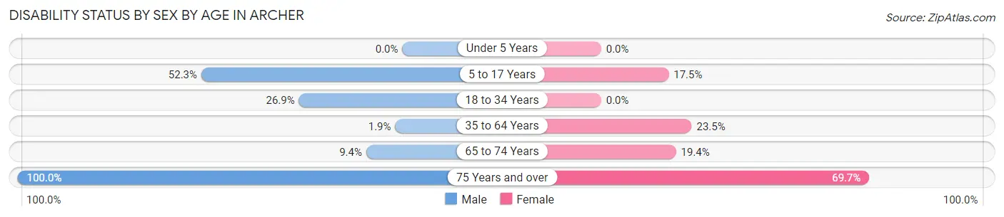 Disability Status by Sex by Age in Archer