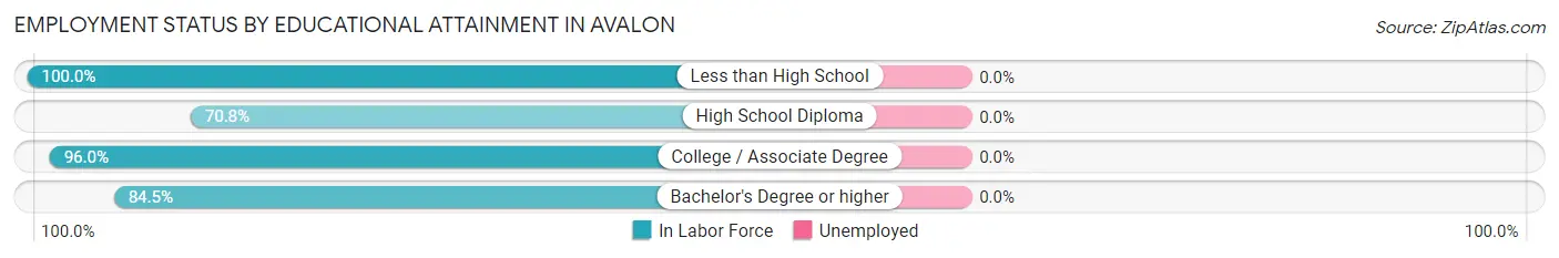Employment Status by Educational Attainment in Avalon