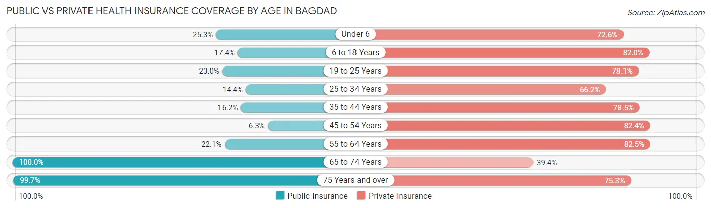 Public vs Private Health Insurance Coverage by Age in Bagdad