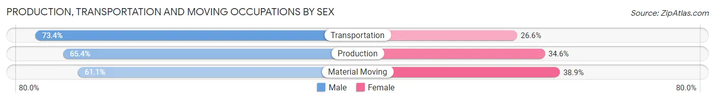 Production, Transportation and Moving Occupations by Sex in Bellair Meadowbrook Terrace