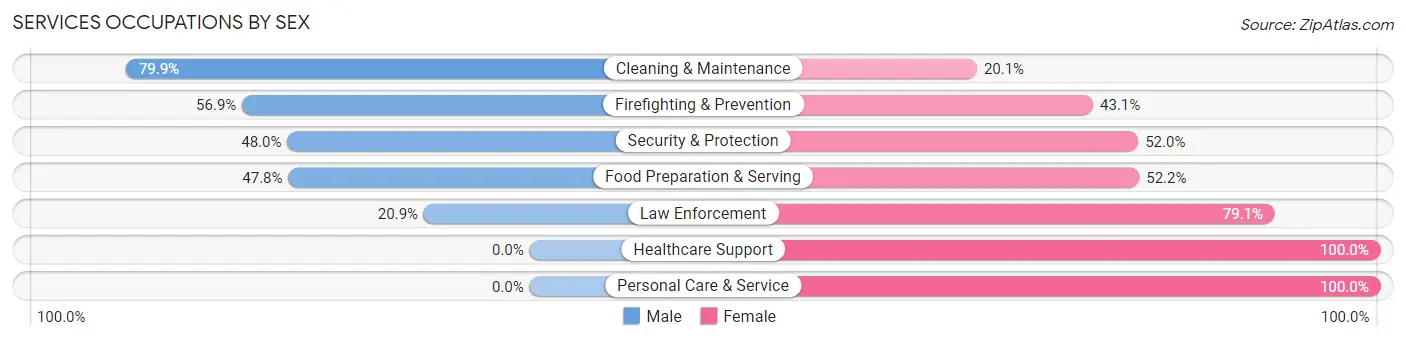 Services Occupations by Sex in Bellair Meadowbrook Terrace