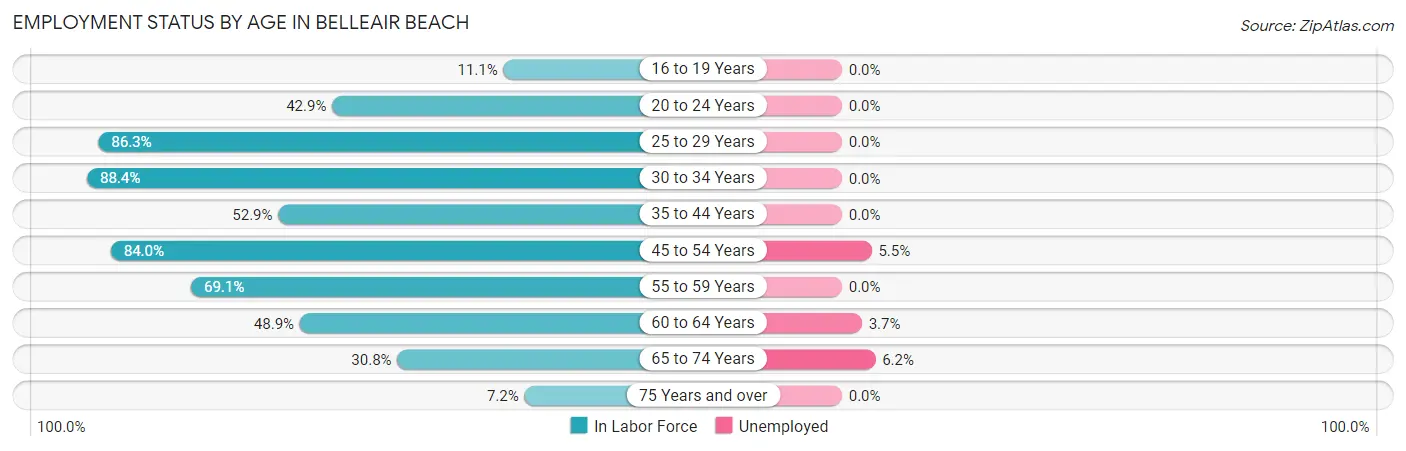 Employment Status by Age in Belleair Beach