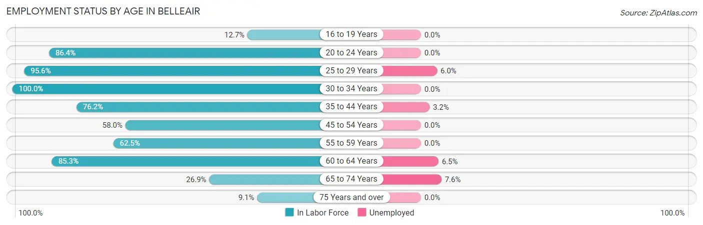 Employment Status by Age in Belleair