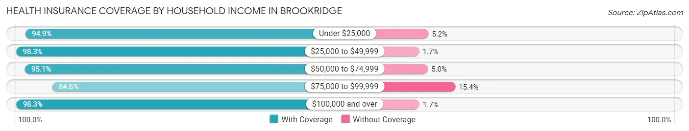 Health Insurance Coverage by Household Income in Brookridge