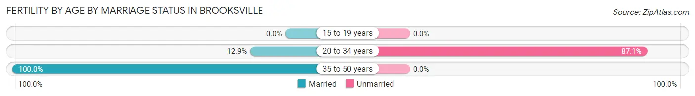 Female Fertility by Age by Marriage Status in Brooksville