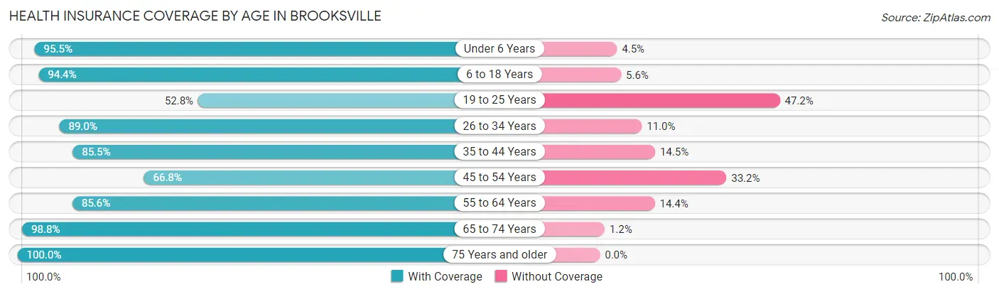 Health Insurance Coverage by Age in Brooksville