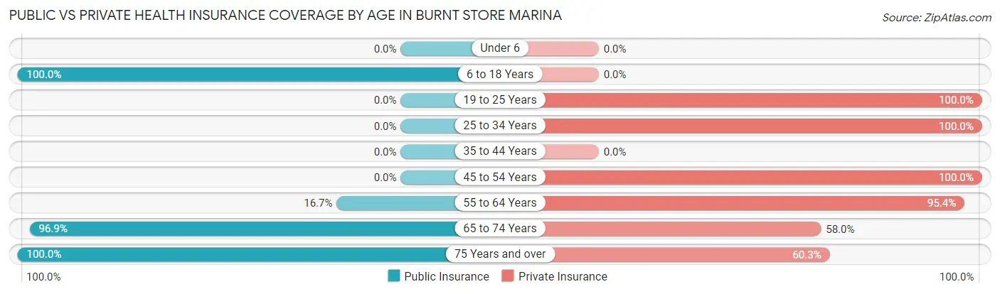 Public vs Private Health Insurance Coverage by Age in Burnt Store Marina