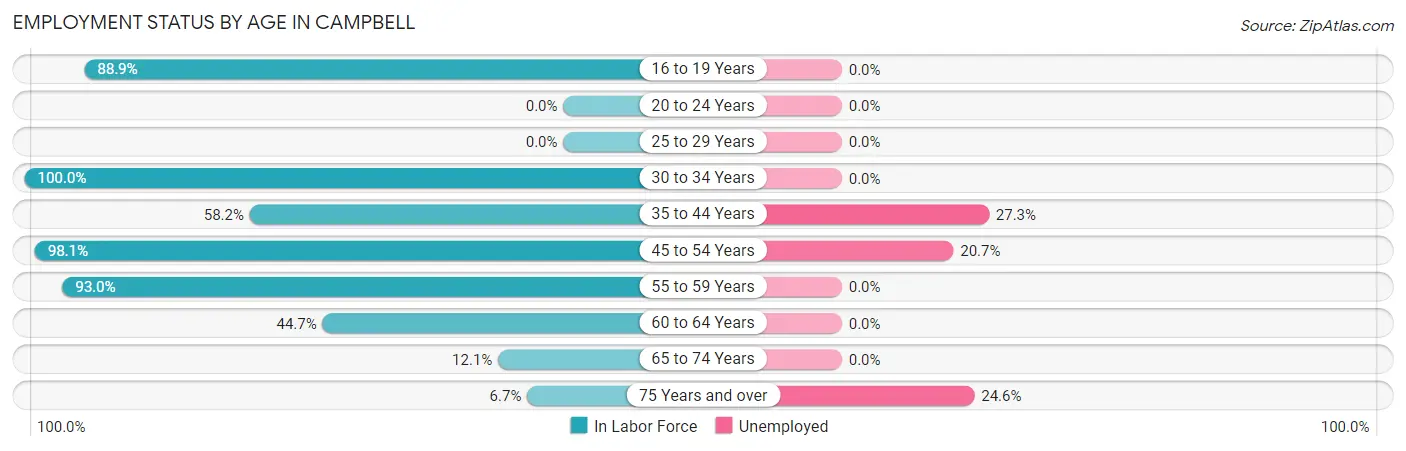 Employment Status by Age in Campbell