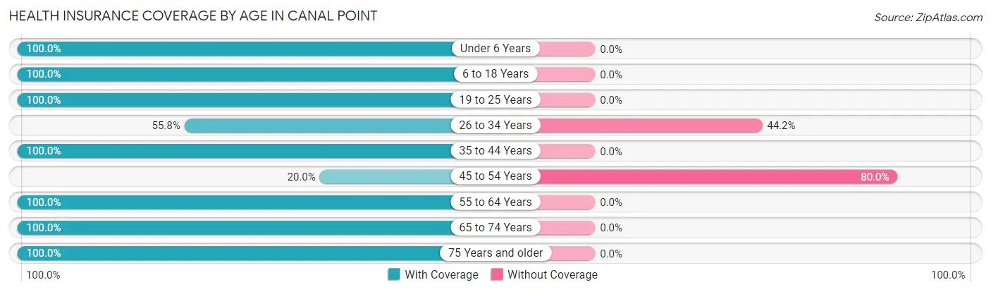 Health Insurance Coverage by Age in Canal Point