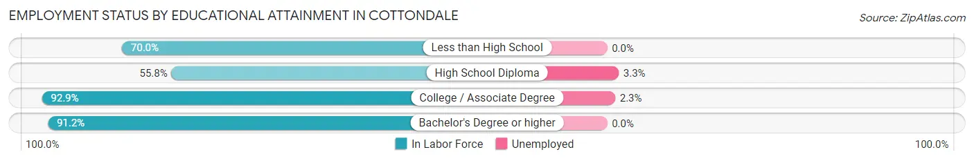 Employment Status by Educational Attainment in Cottondale