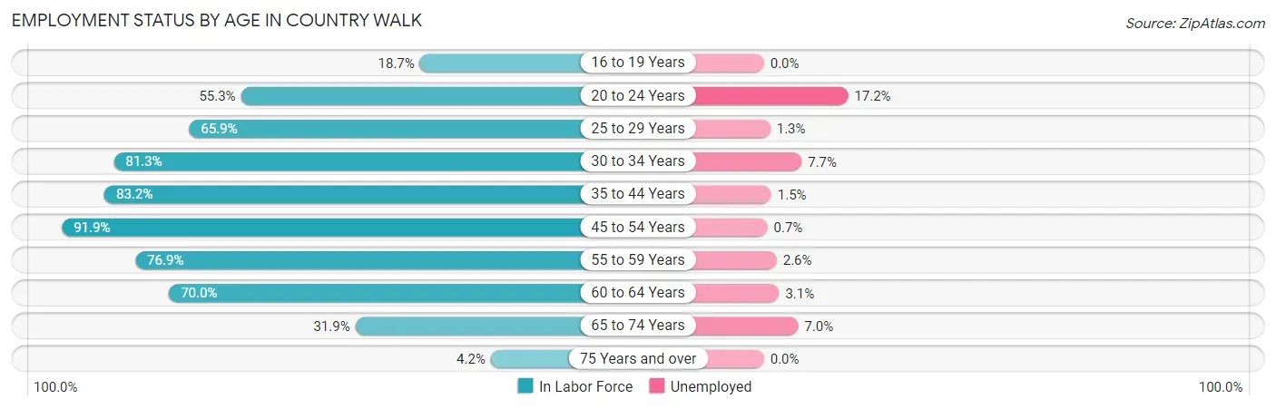 Employment Status by Age in Country Walk