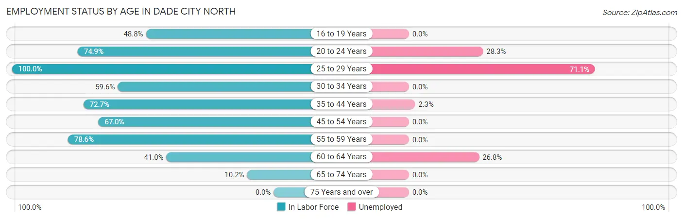 Employment Status by Age in Dade City North