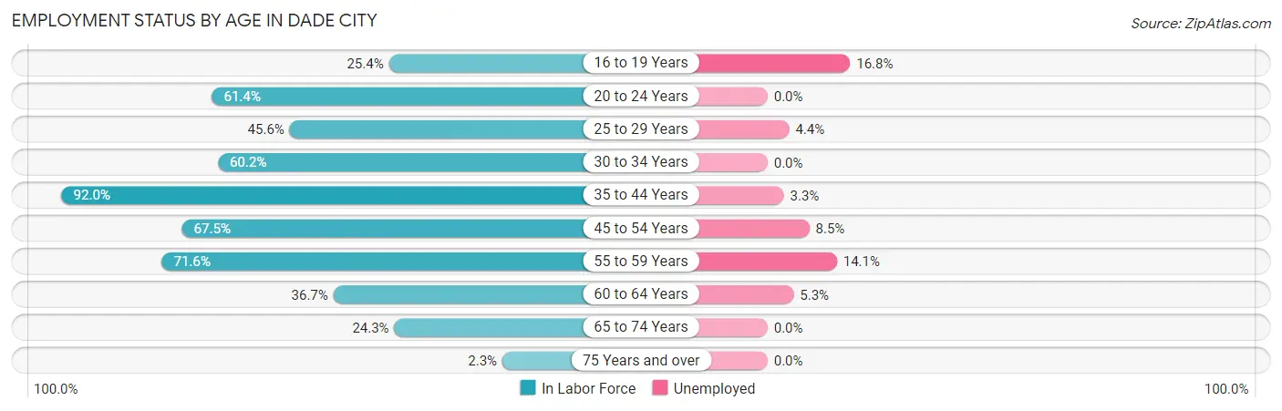 Employment Status by Age in Dade City
